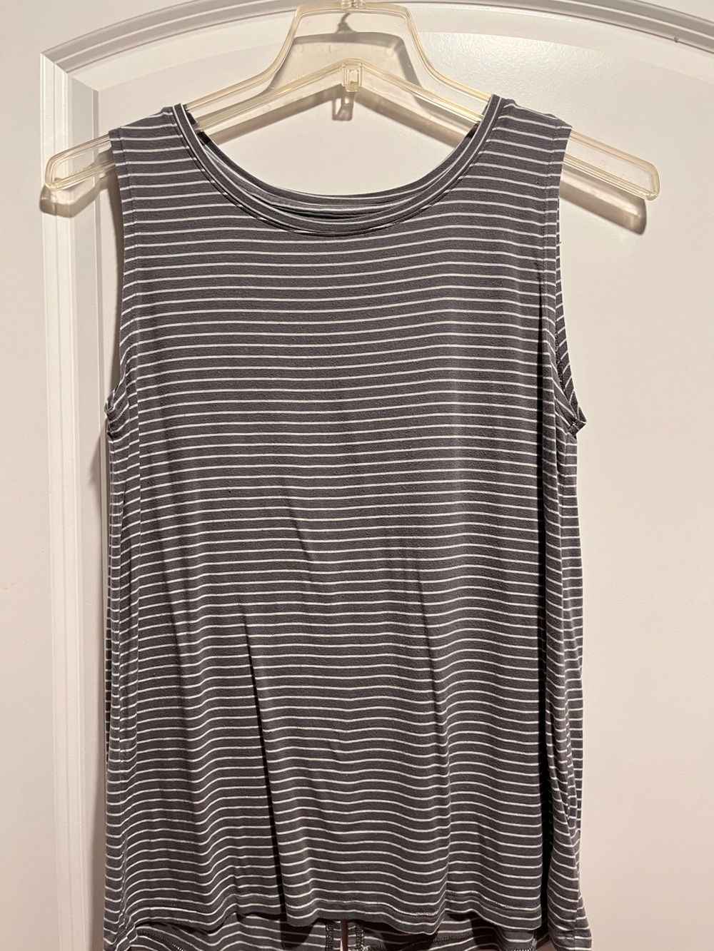 Old Navy Gray and White Striped Sleeveless Tank